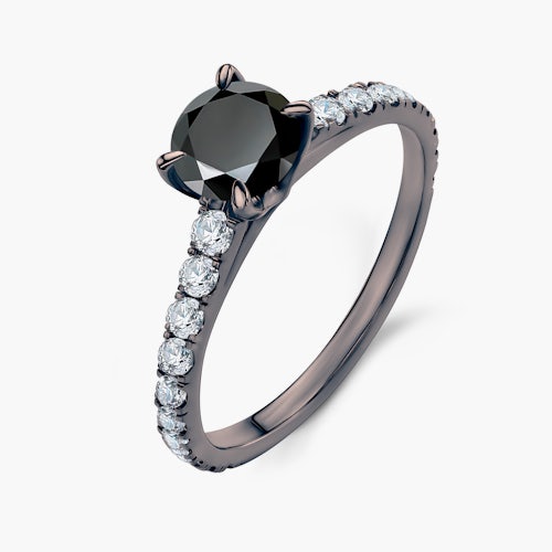 Pierścionek zaręczynowy Share Your Love: czarne złoto, czarny diament